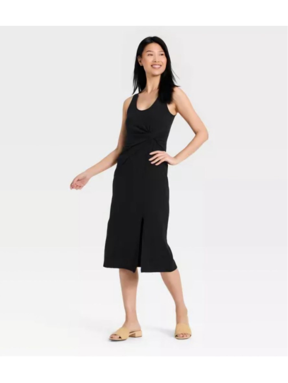 Women's A New Day Black Sleeveless Midi Dress M